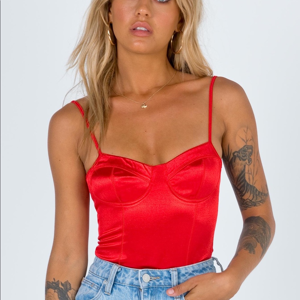 Red Silk Princess Polly Bodysuit